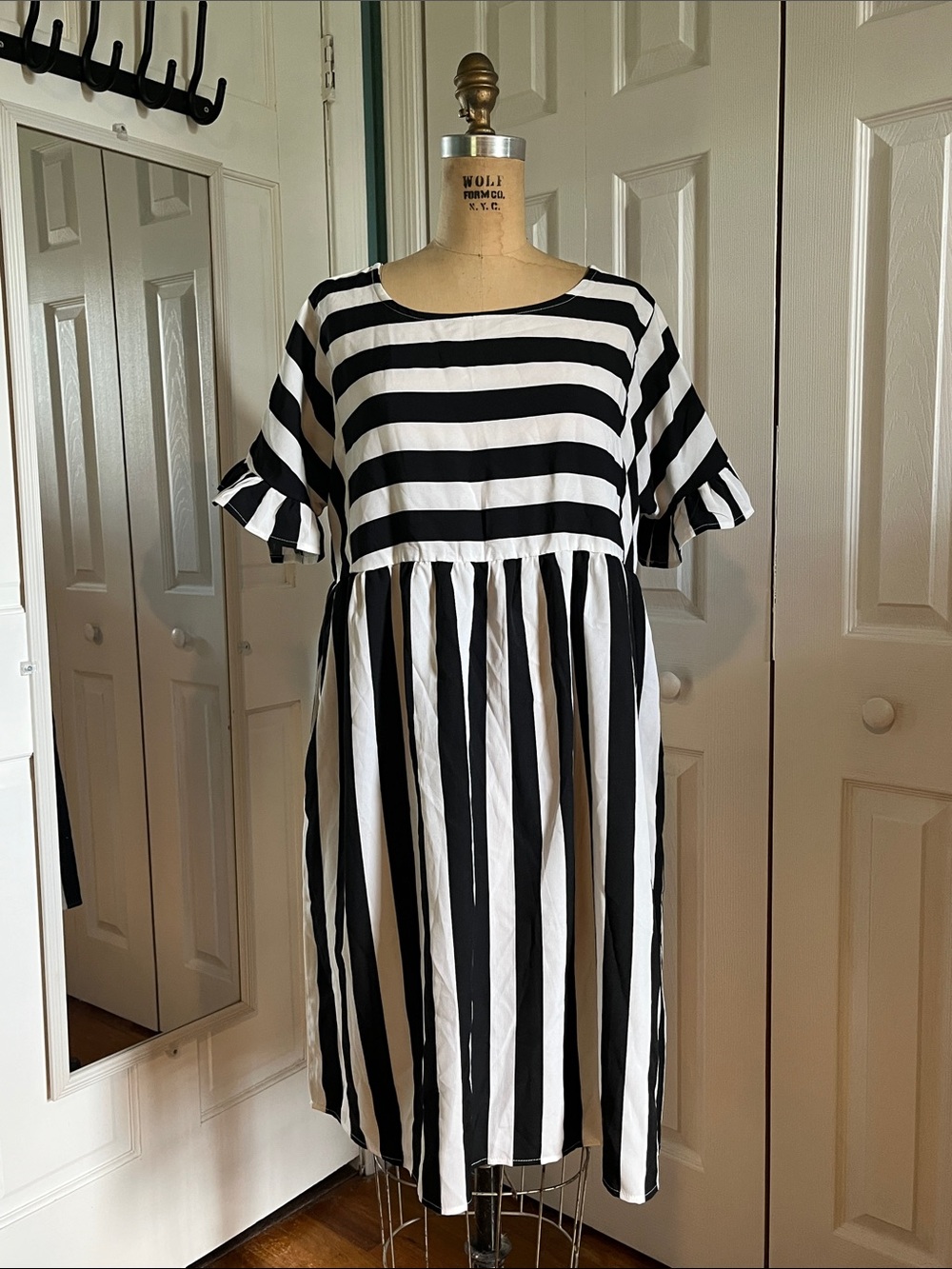 Striped Black and White Babydoll Dress